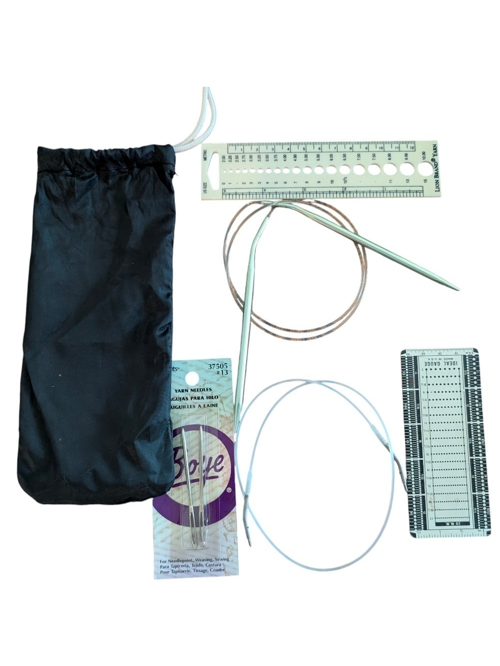 Circular Knitting Needle Set with Black Storage Pouch -
